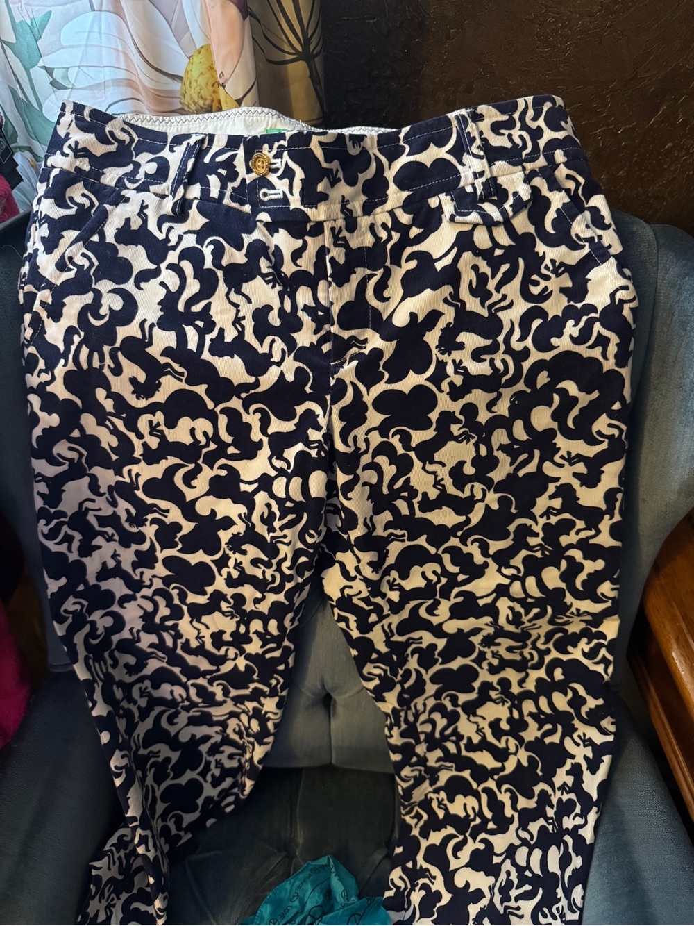 Lilly Pulitzer Navy and White Straight Leg Pants